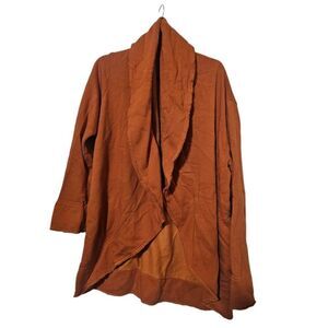 BRYN WALKER Burnt Orange Terry Bamboo Organic Cotton Jacket - Size Large